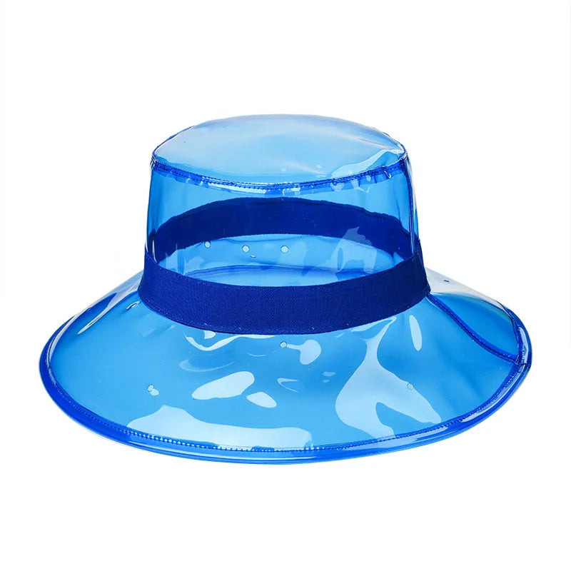 Bob Chapeau de Pluie Transparent à Ruban Bleu