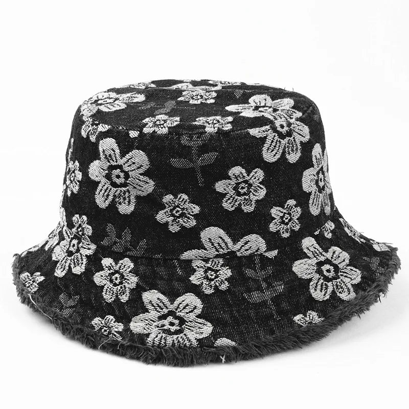 Bob Denim Brodé Fleurs noir