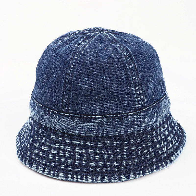 Bob Hip Hop en Denim Délavé Bleu Foncé