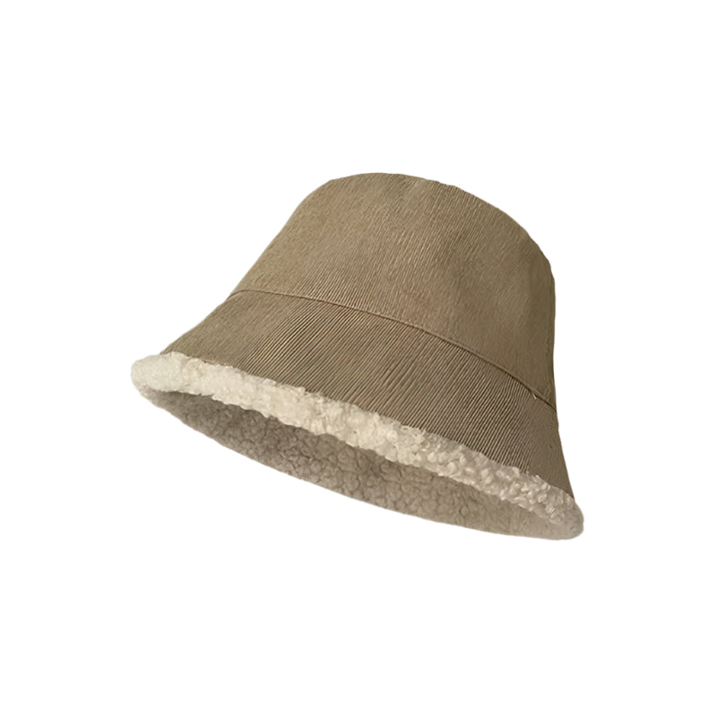 Bob Velours Côtelé à Fourrure Beige