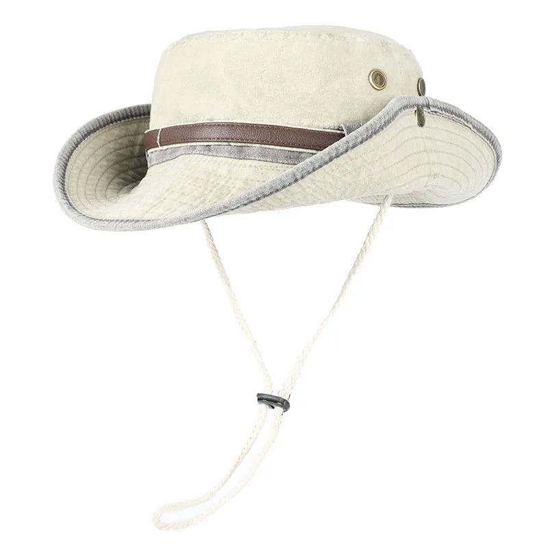 Bob de Pêche à Ceinture en Cuir beige