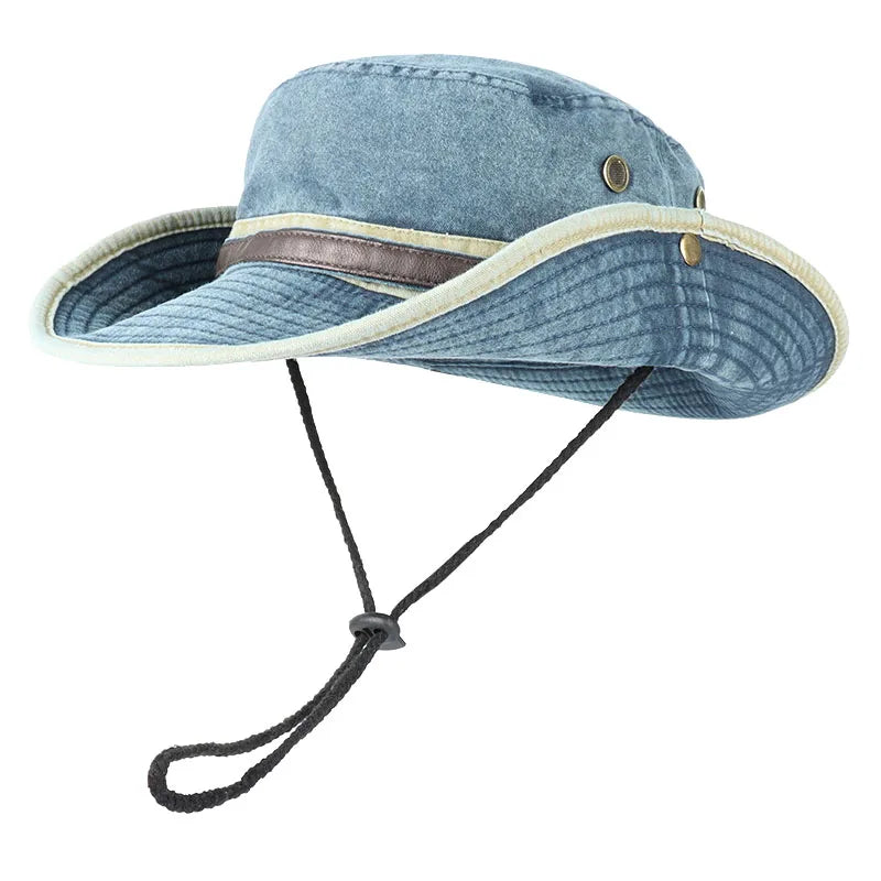 Bob de Pêche à Ceinture en Cuir bleu