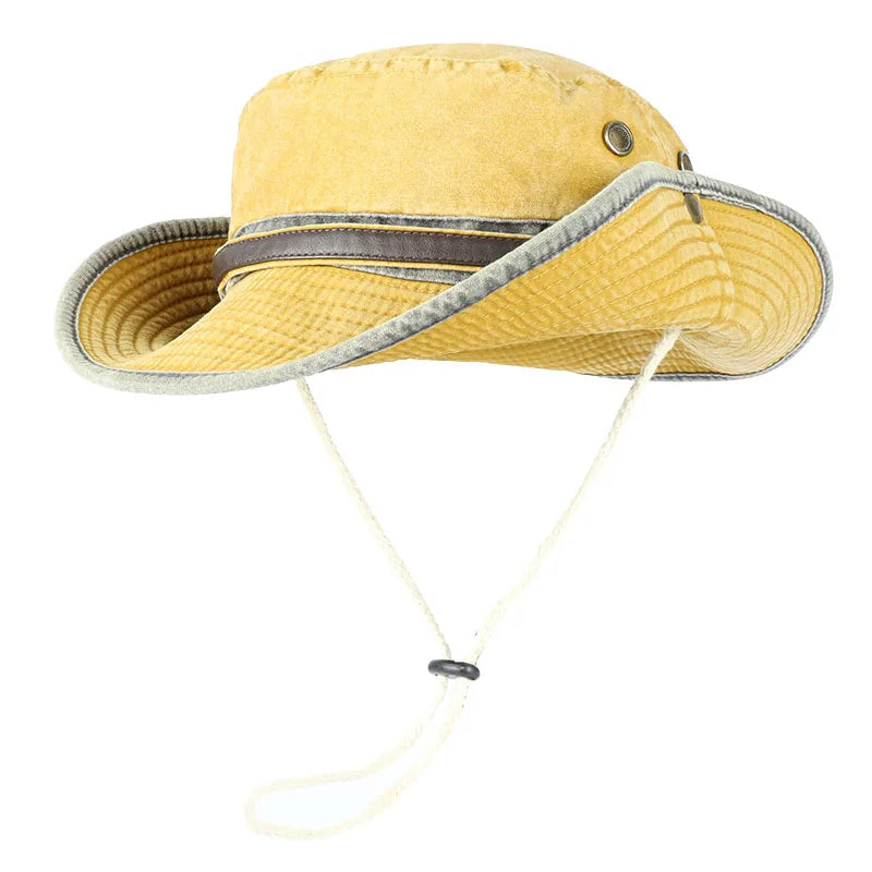 Bob de Pêche à Ceinture en Cuir jaune