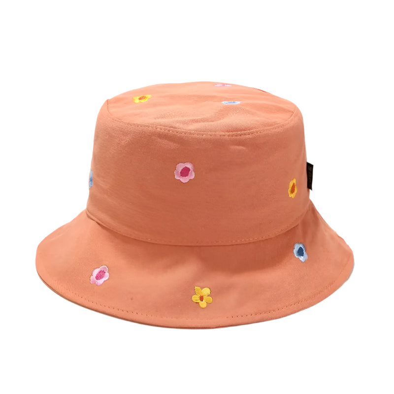 Bob en Coton Brodé Fleuri Orange