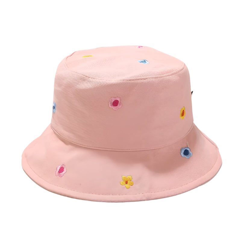 Bob en Coton Brodé Fleuri Rose
