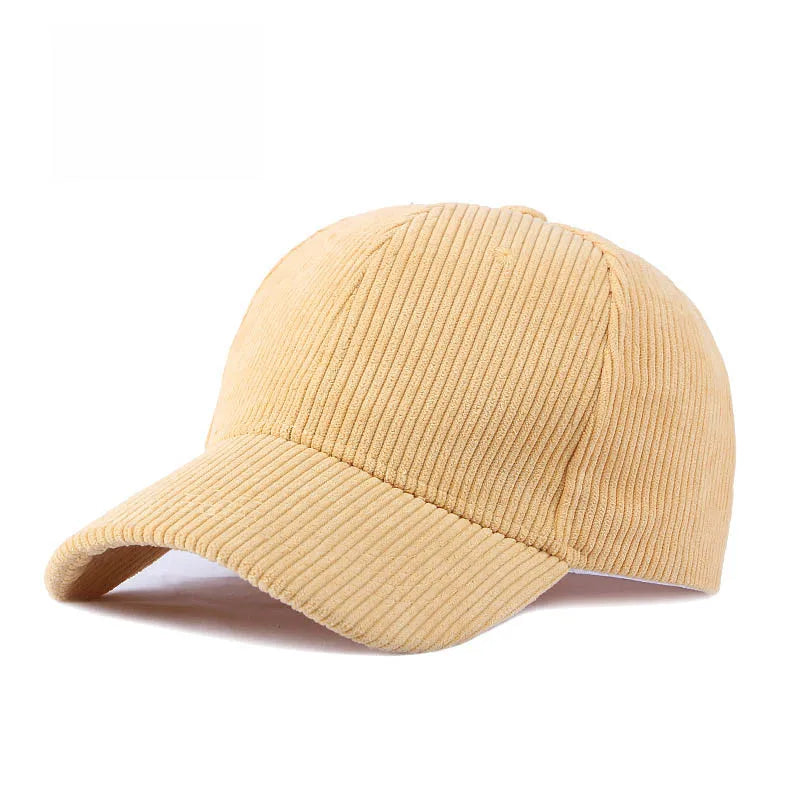 Casquette en Velours Côtelé Beige
