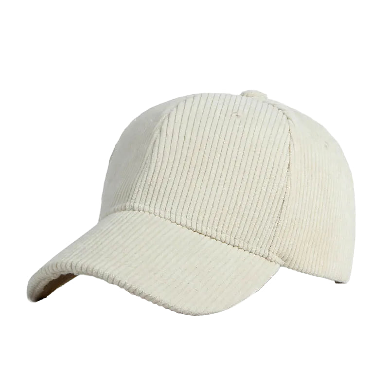 Casquette en Velours Côtelé Blanc