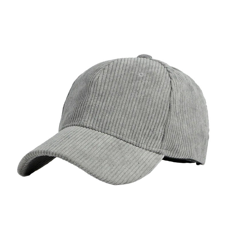 Casquette en Velours Côtelé Gris