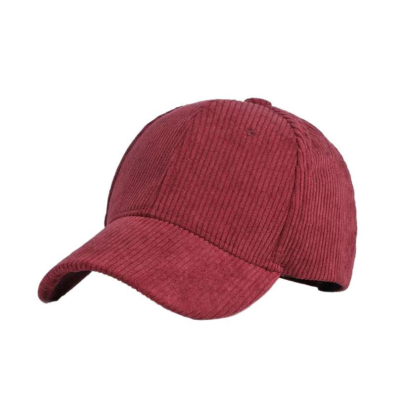Casquette en Velours Côtelé Rouge