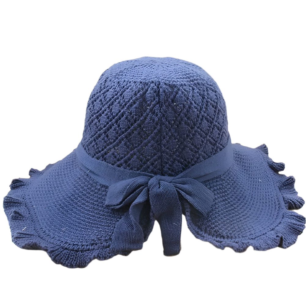 Chapeau Bob à Large Bord Crochet Bleu