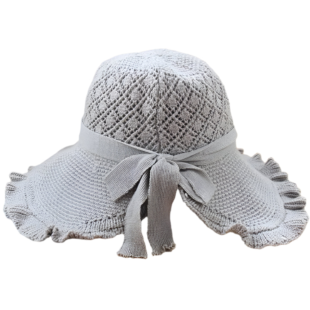 Chapeau Bob à Large Bord Crochet Gris