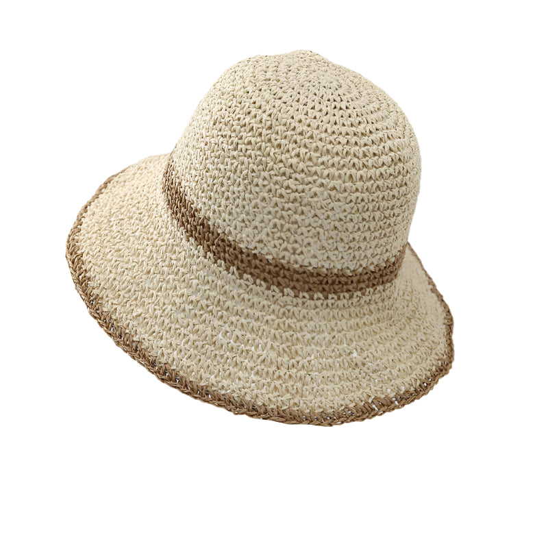 Chapeau Bob en Paille Crochet Beige