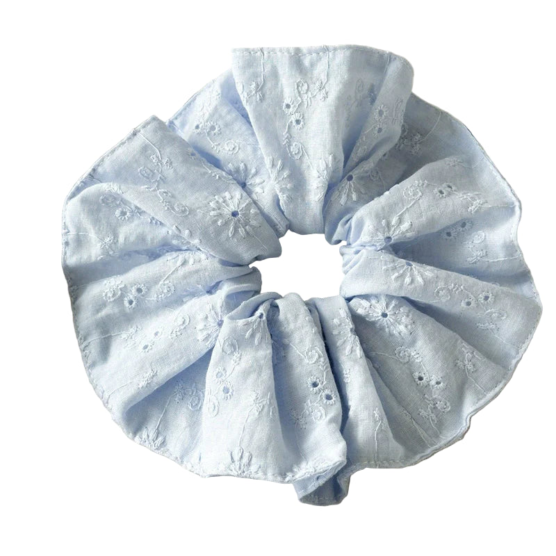 Chouchou Bleu Ciel Fleuri Vintage
