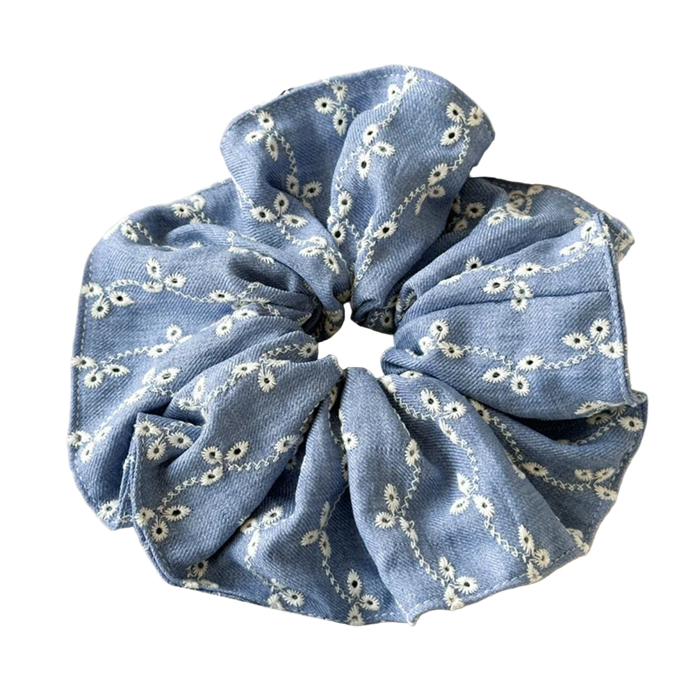 Chouchou Bleu à Feuilles