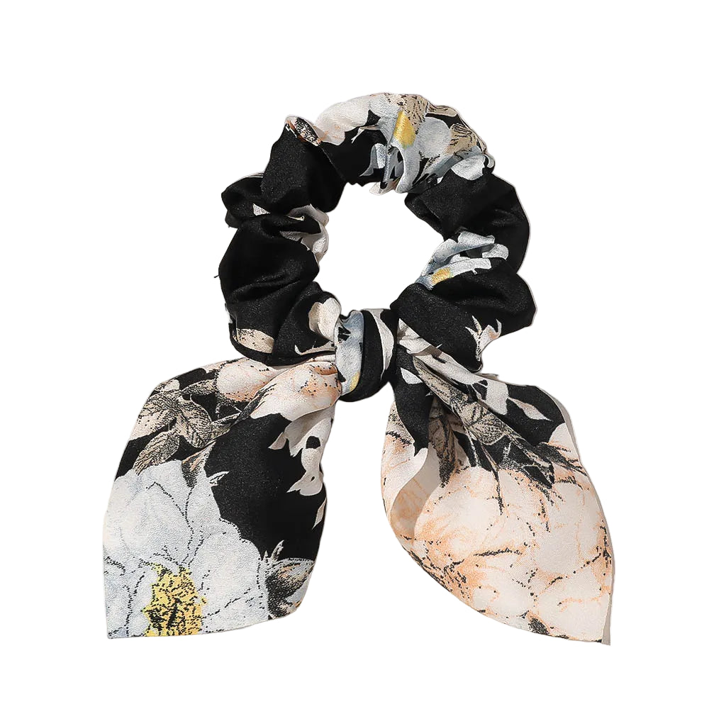Chouchou à Nœud Fleuri Noir