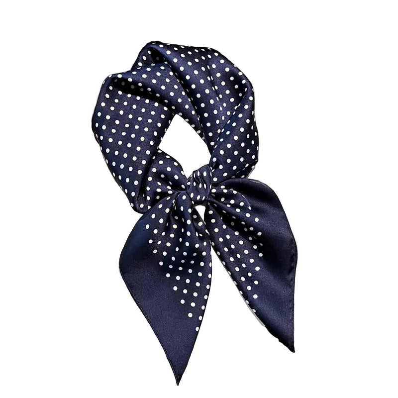 Foulard Carré Femme à Pois Bleu