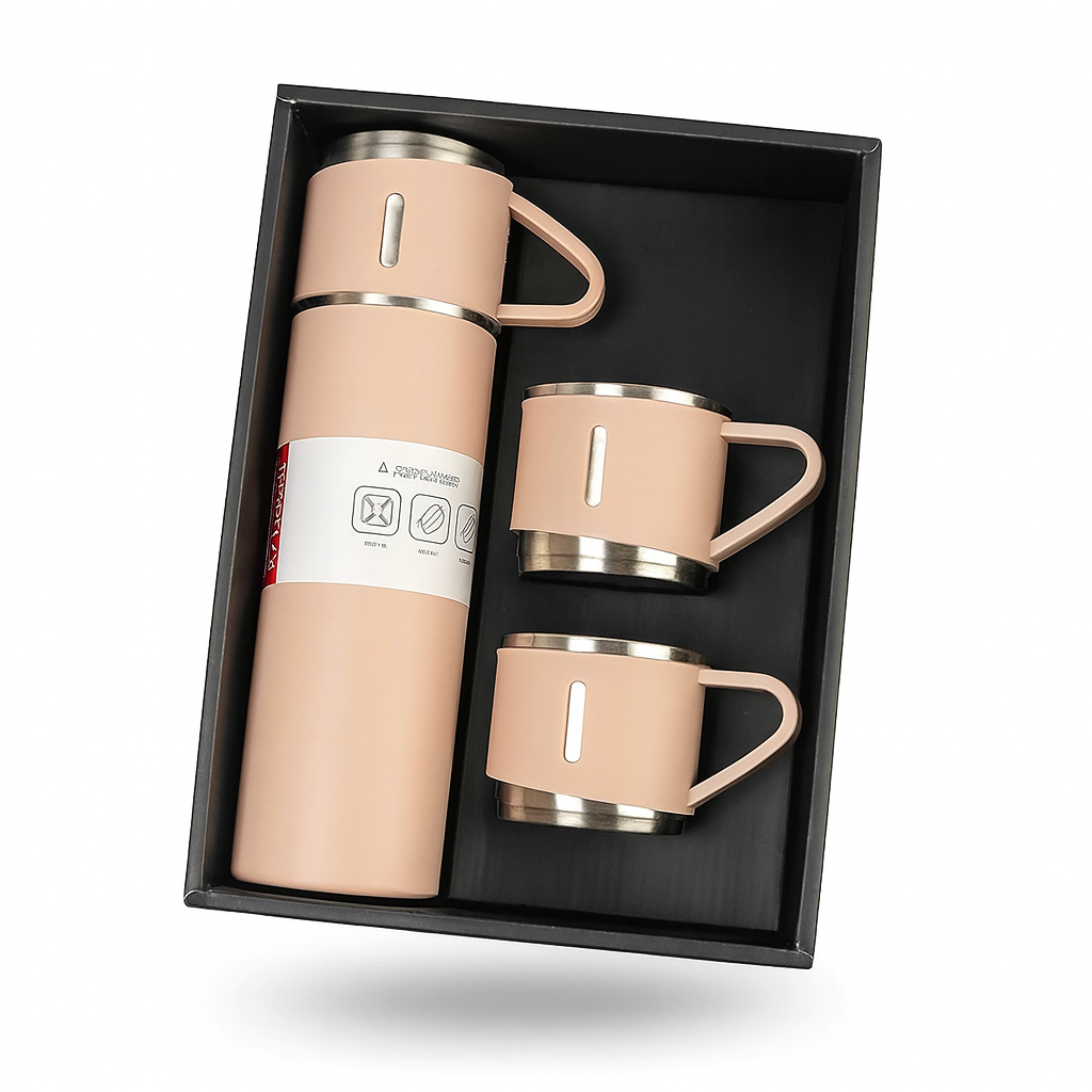 Gourde Isotherme avec Tasses Rose