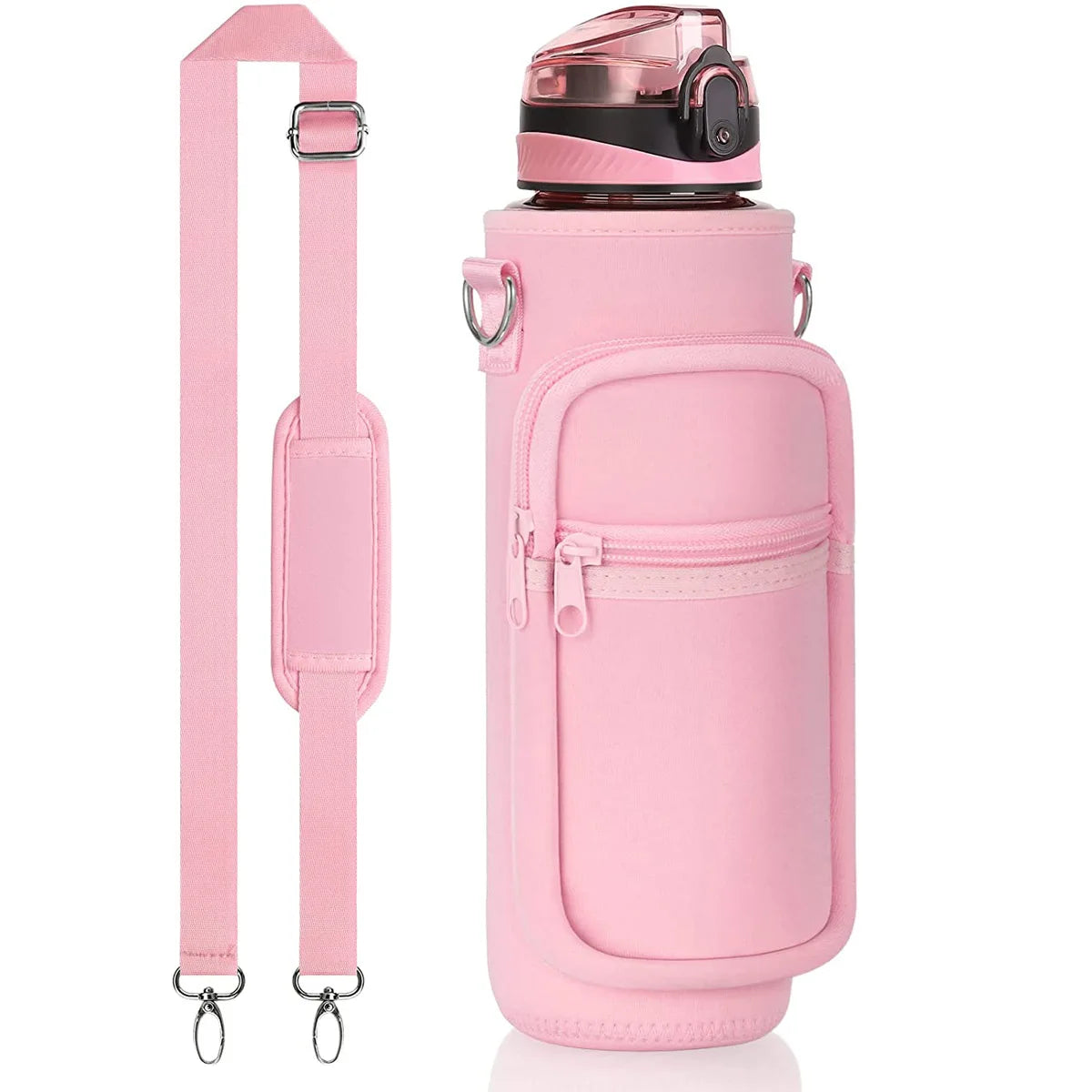 Gourde avec Sac de Transport Rose