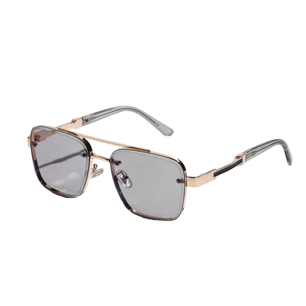 Lunettes de Soleil à Monture Métallique Gris Clair