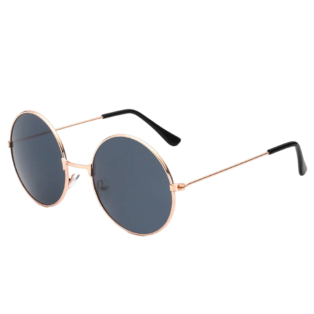 Lunettes de Soleil Noires Rondes Rose