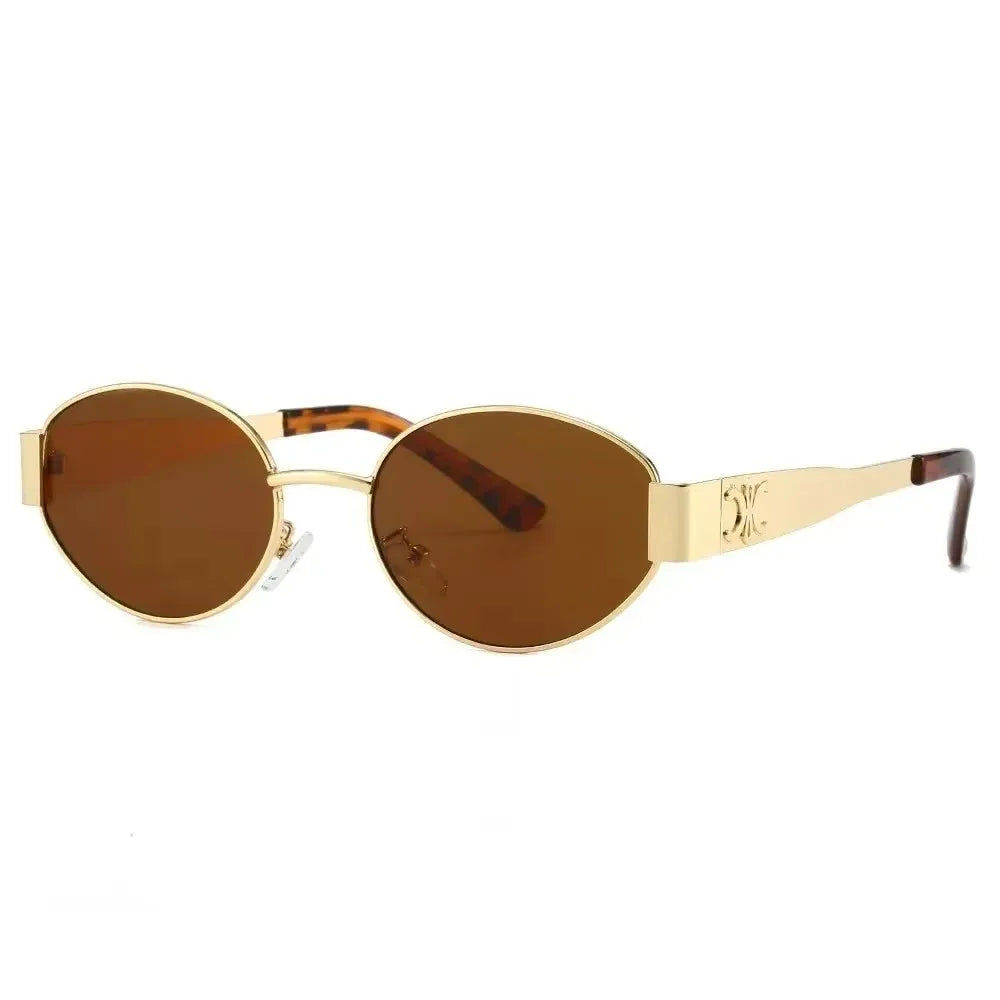 Lunettes de Soleil Ovales Rétro Marron