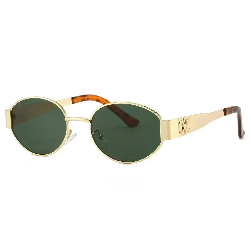Lunettes de Soleil Ovales Rétro Vert