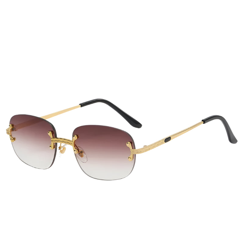 Lunettes de Soleil Ovales Sans Monture Marron