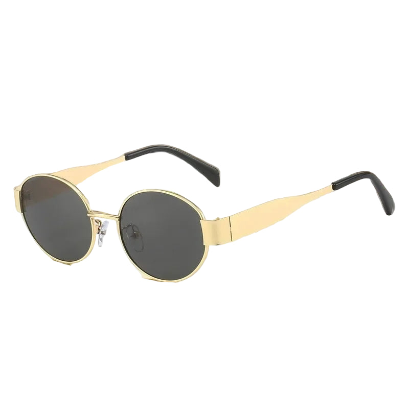 Lunettes de Soleil Ovales Vintage Gris Foncé