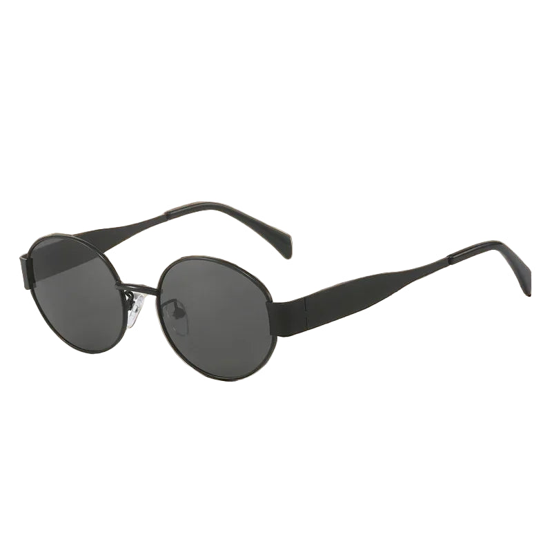 Lunettes de Soleil Ovales Vintage Noir