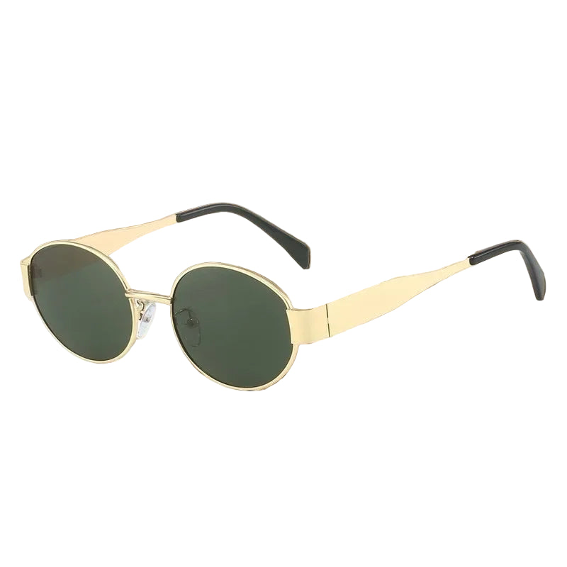 Lunettes de Soleil Ovales Vintage Vert