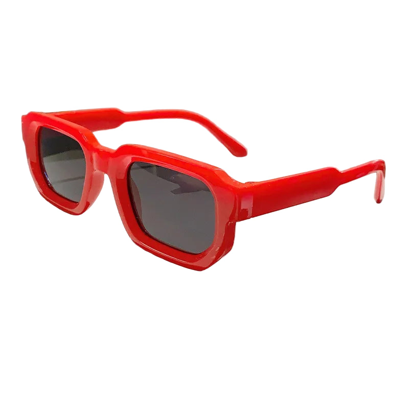 Lunettes de Soleil Rectangle Rétro Rouge