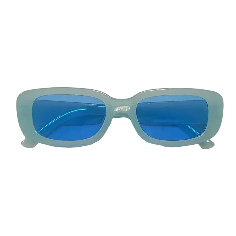 Lunettes de Soleil Rectangulaires Vintage Bleu