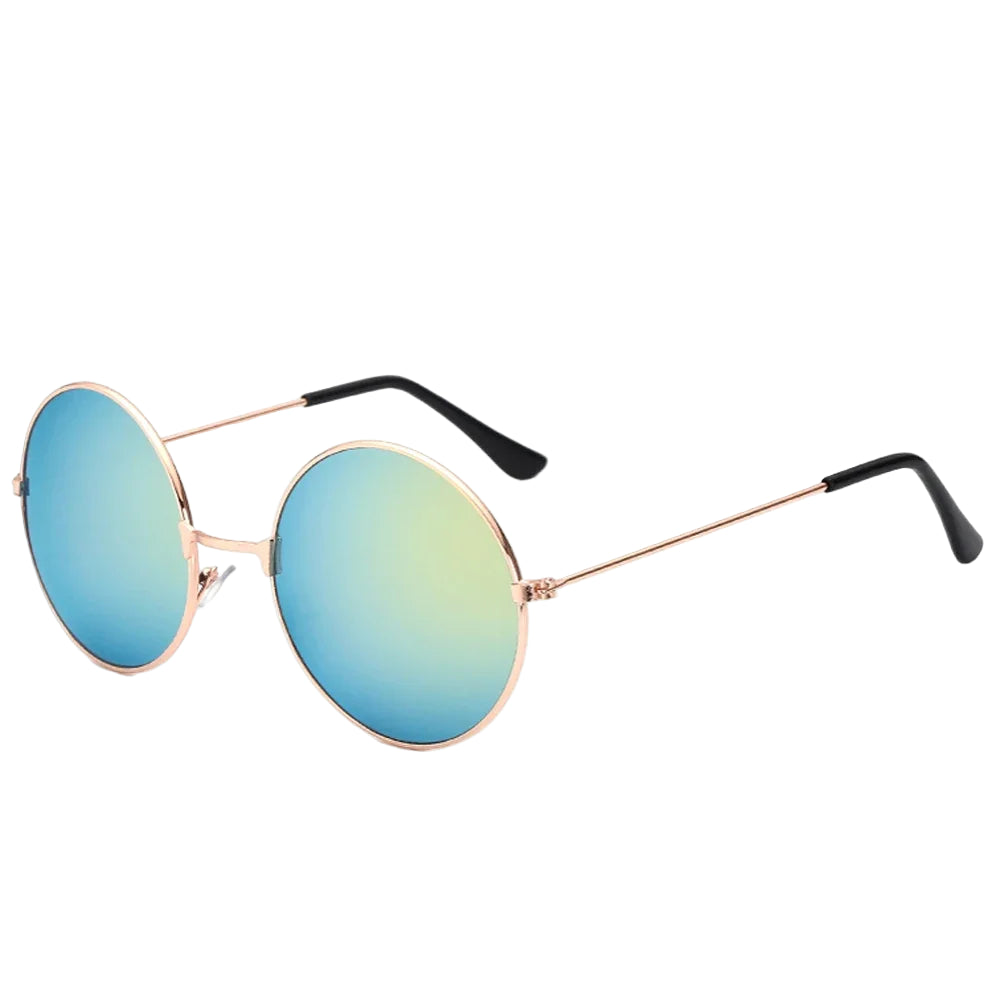 Lunettes de Soleil Rondes Miroir Bleu