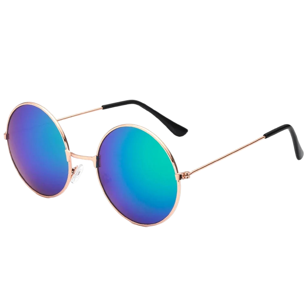Lunettes de Soleil Rondes Miroir Violet Bleu Ciel