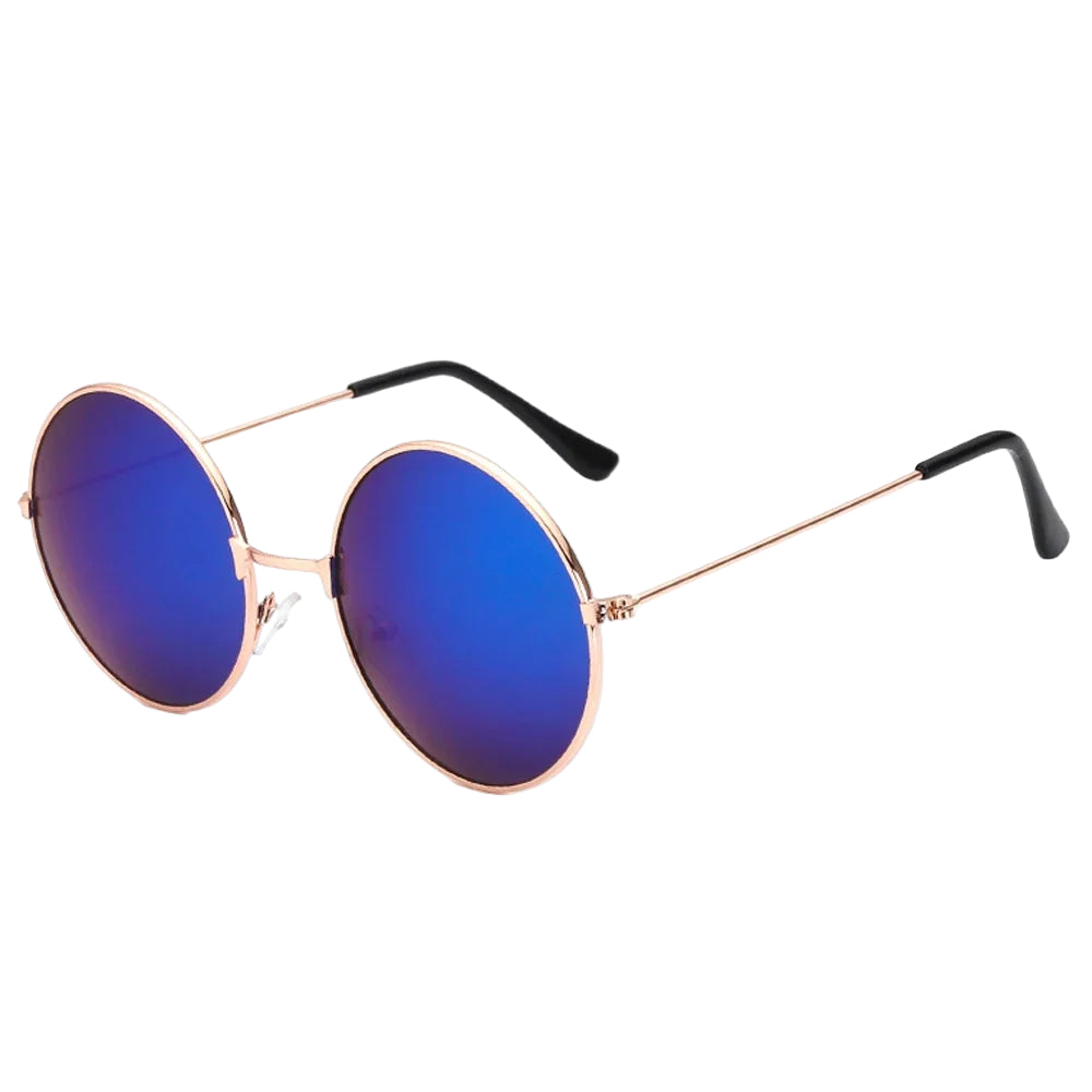 Lunettes de Soleil Rondes Miroir Violet Bleu Marine