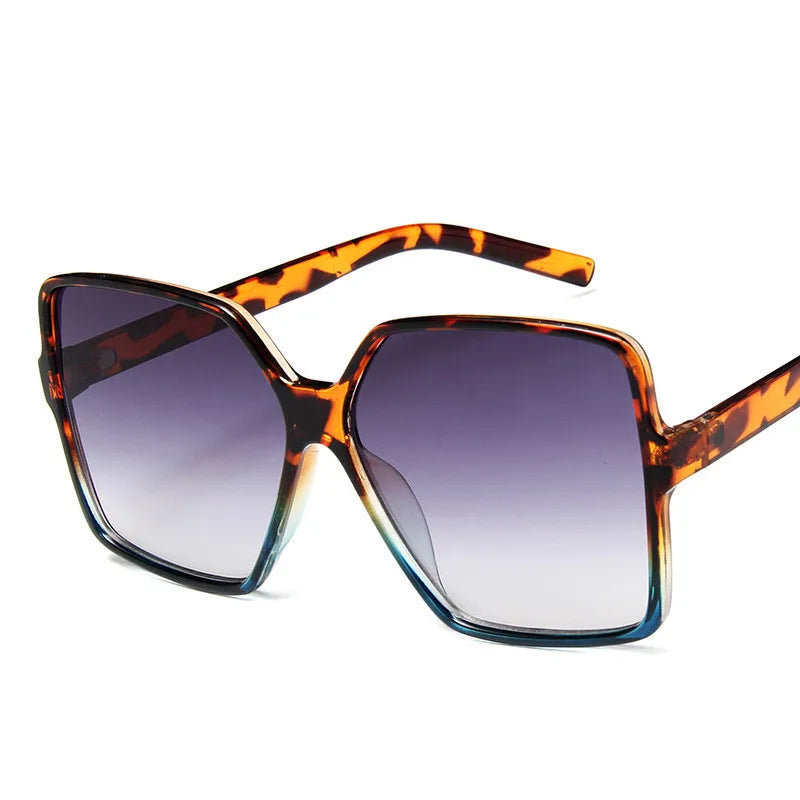 Lunettes de Soleil Surdimensionnées Léopard Jaune