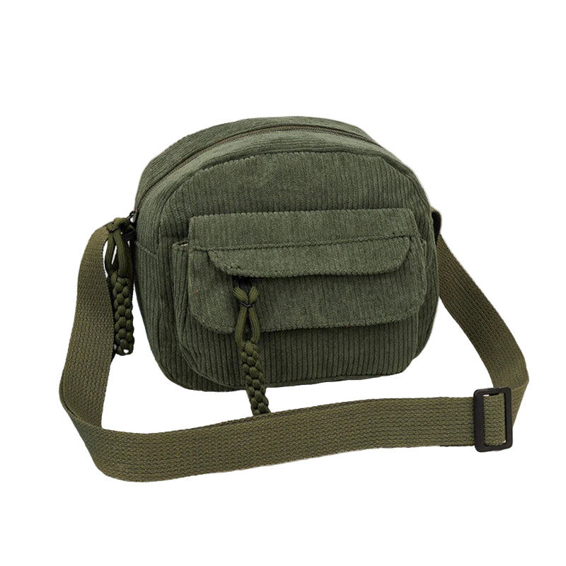 Petit Sac Bandoulière en Velours Côtelé Vert