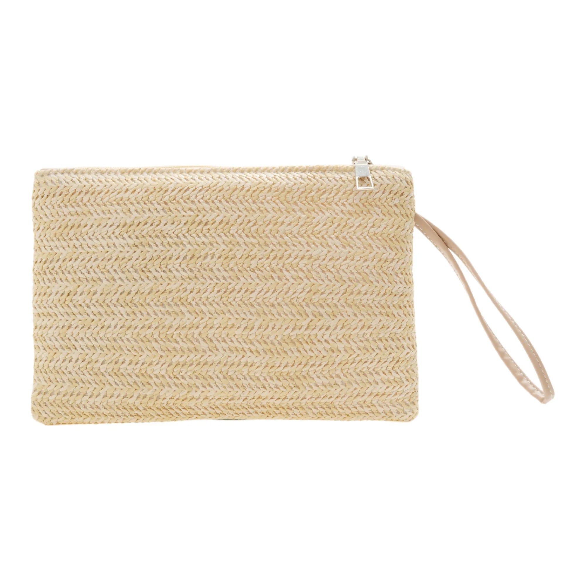 Petite Pochette En Paille Beige