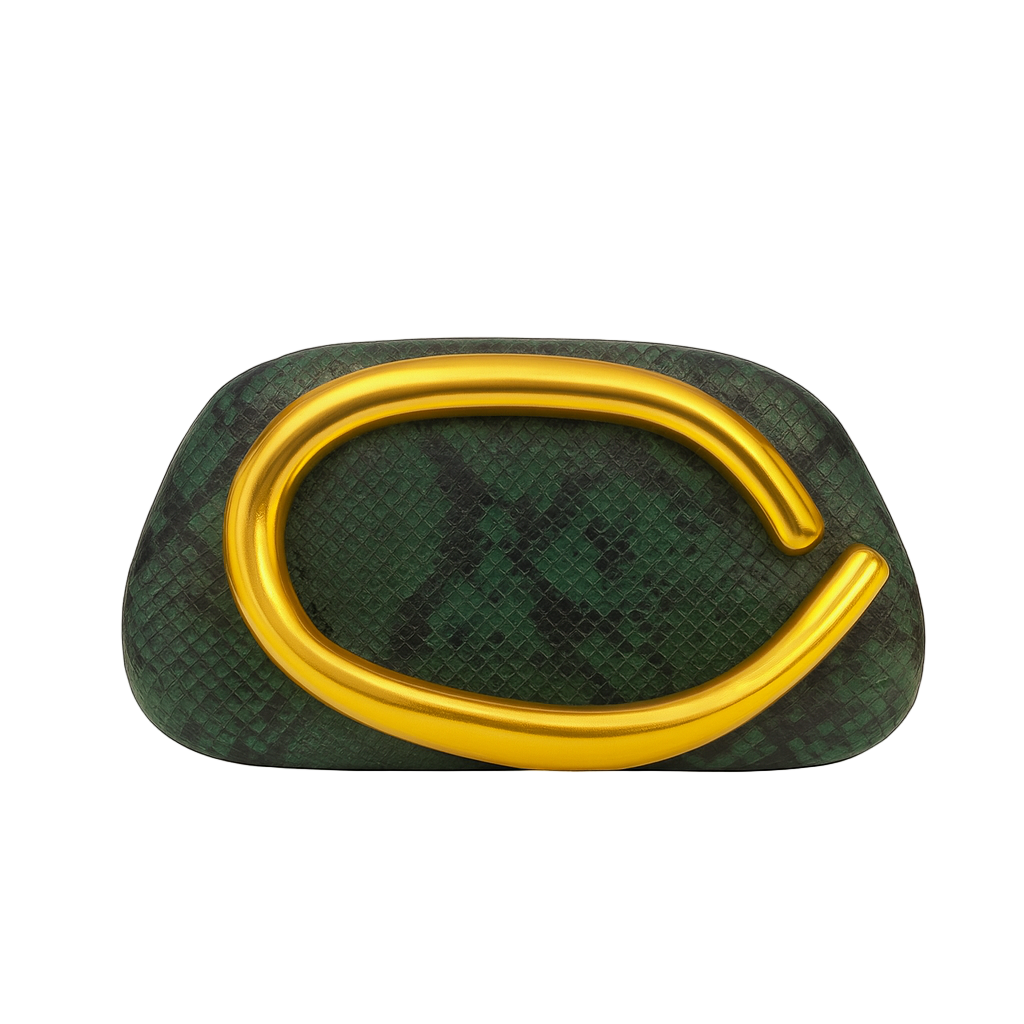 Petite Pochette Motif Serpent Vert