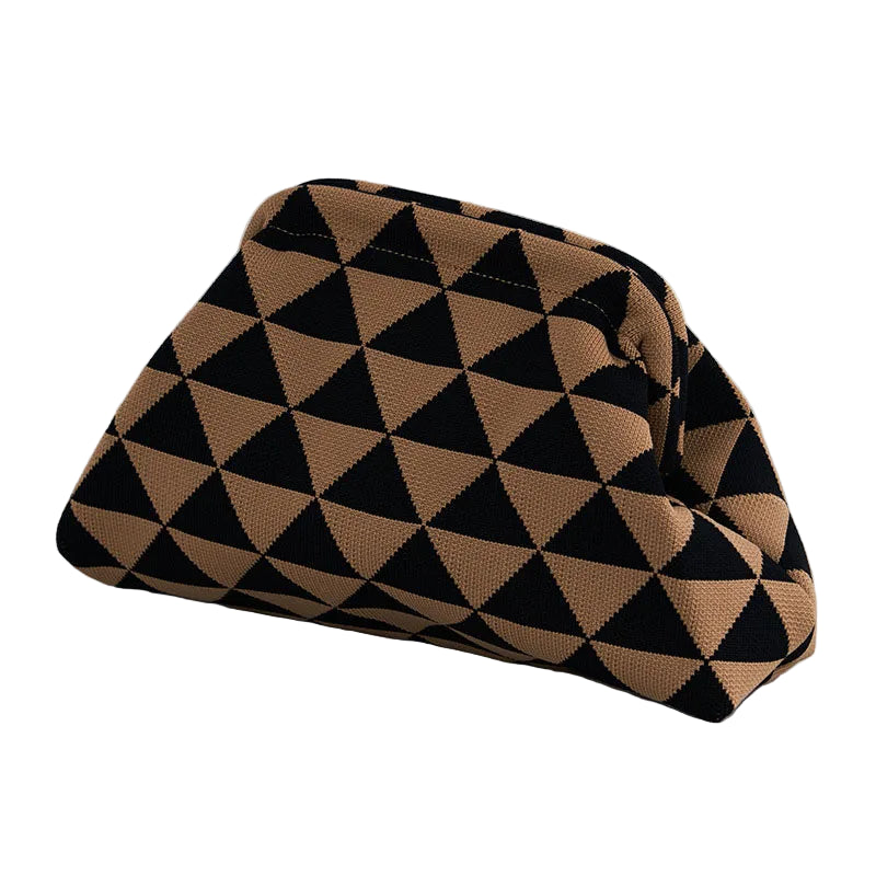 Pochette à Motifs Géométriques Marron
