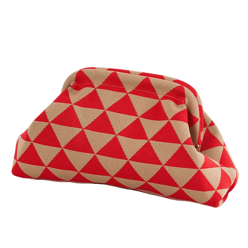 Pochette à Motifs Géométriques Rouge