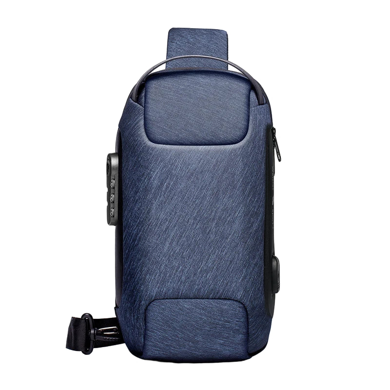Sac Bandoulière Étanche USB Bleu