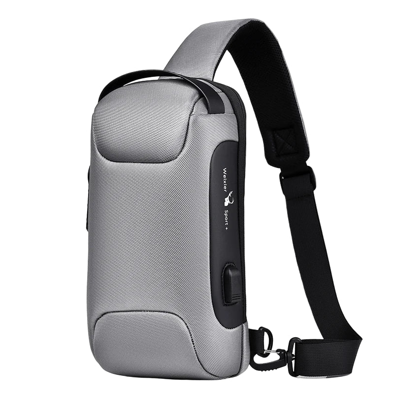 Sac Bandoulière Étanche USB Gris