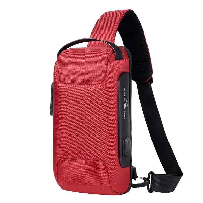 Sac Bandoulière Étanche USB Rouge