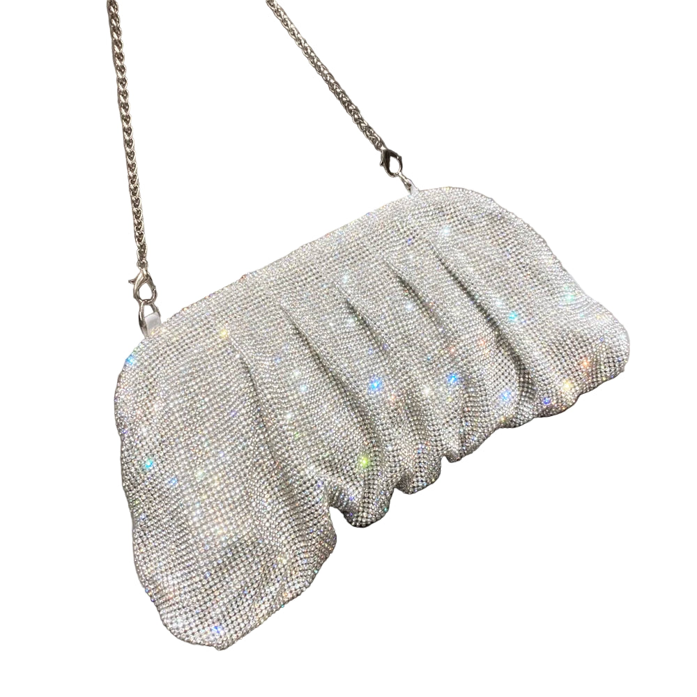 Sac Pochette Elégant à Strass Argenté