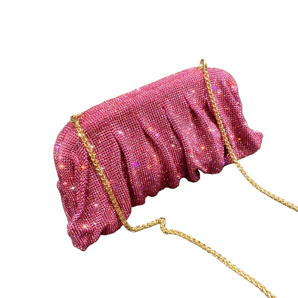 Sac Pochette Elégant à Strass Rose