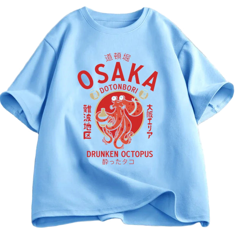 T-shirt Style Japonais Bleu
