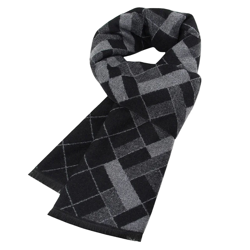 Écharpe Homme à Motifs Géométriques Noir