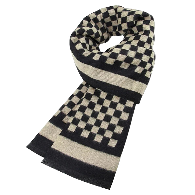 Écharpe Motif Damier Noir