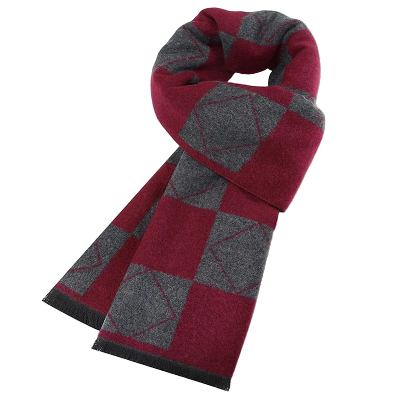 Écharpe à Motifs Géométriques Rouge